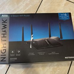 Netgear Nighthawk AX6 6-Stream AX4300 WiFi 6 Router (RAX45-100NAS) New In Box