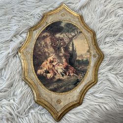 Vintage Florentine Wall Plaque Italian Gilt Wood Hollywood Regency 18.5” H