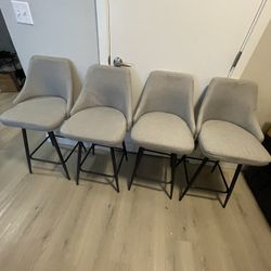 Grey Barstools Set Of 4 Counter Height High Dining Chair