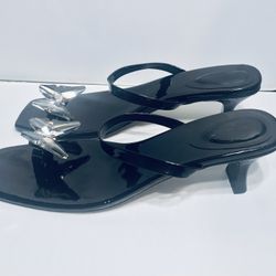 Trendy Butterfly Pattern Sexy Toe Ring Flat Sandals size: 7.5
