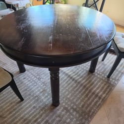 Round Wood Dining Table + 4 Chairs – Dark Espresso