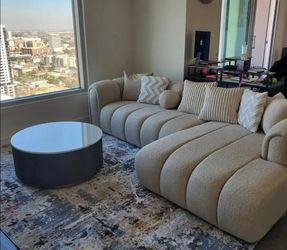 Modern Beige Boucle Sectional