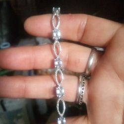 Tennis Bracelet With Baby Blue Stones In It 925 Silver