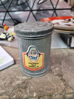 Vintage Chief Metal Ware Galvanized Tin with Lid