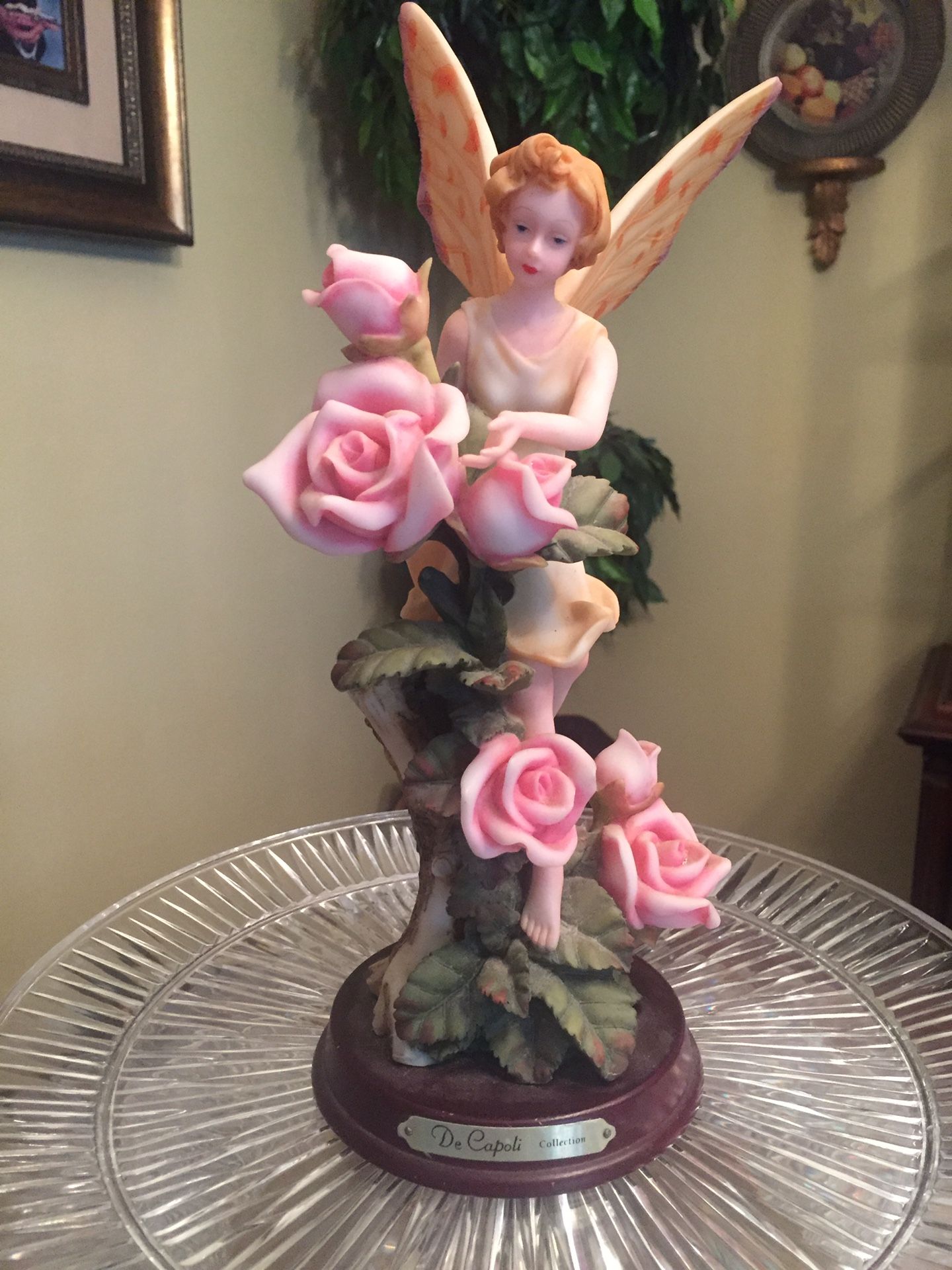 De Capoli Collection Fairy with Roses Statue. 13” tall!