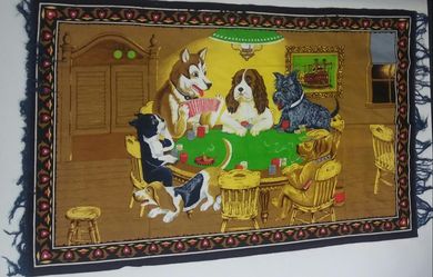 Rare Vintage Dogs Playing Poker Tapestry Large