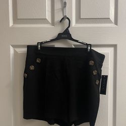 Brand New Black Shorts With Buttons On Each Side Size Large Juniors 