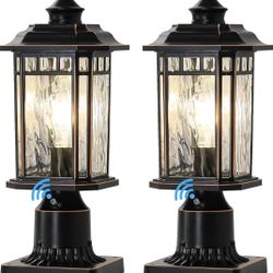 New 14.2” 2 Pack Dusk to Dawn Outdoor Post Lights,Outdoor Lamp W Pier Mount Base,Waterproof Sconces 