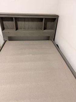 Wood Frame Full Size Platform Bed with Storage Headboard