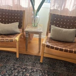 (feux) Leather Chairs (one is worn)