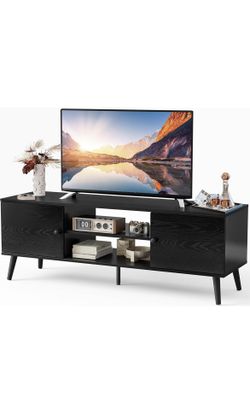 Black TV Console Stand Entertainment Center with Storage Cabinets - 55/60in TVs - BRAND NEW IN BOX