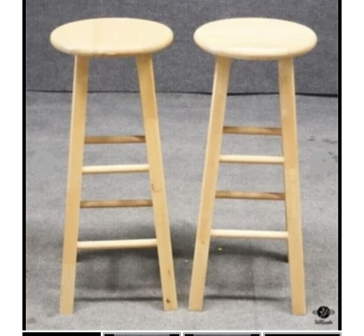 2 Wood Bar Height Barstools