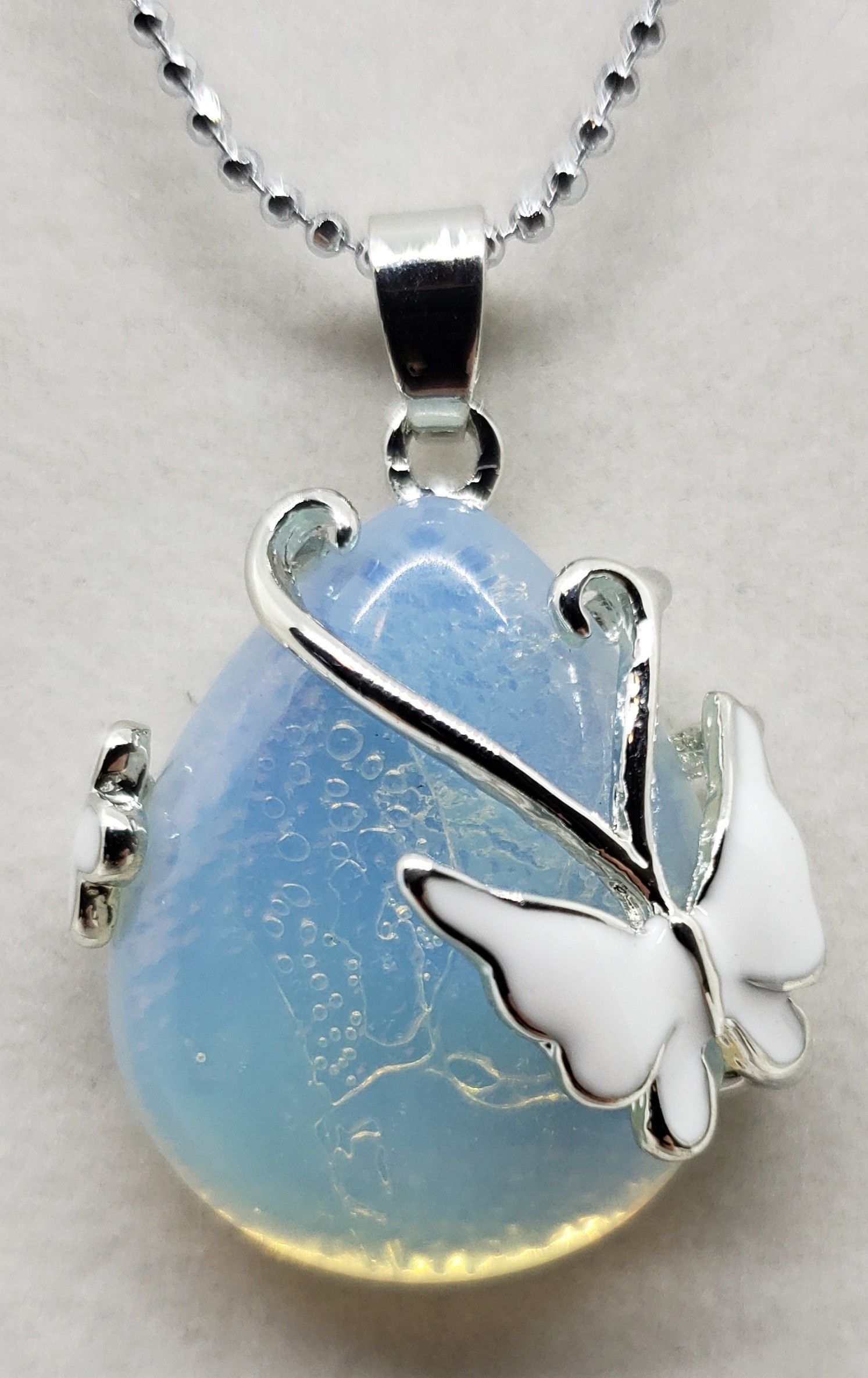 Natural Opal Butterfly Necklace