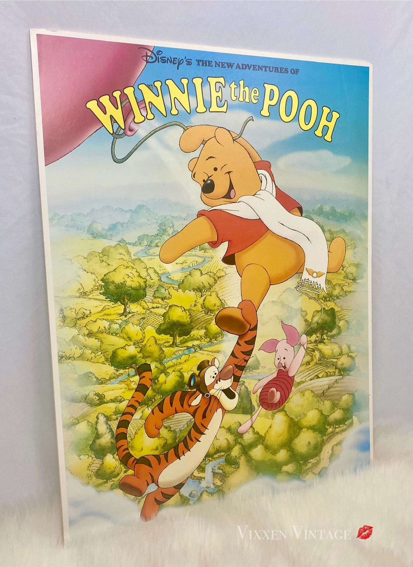 VINTAGE 1990'S WALT DISNEY "THE NEW ADVENTURES OF WINNIE THE POOH" LITHOGRAPH FOAM POSTER BOARD