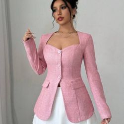 Pink Button Down Blazer 