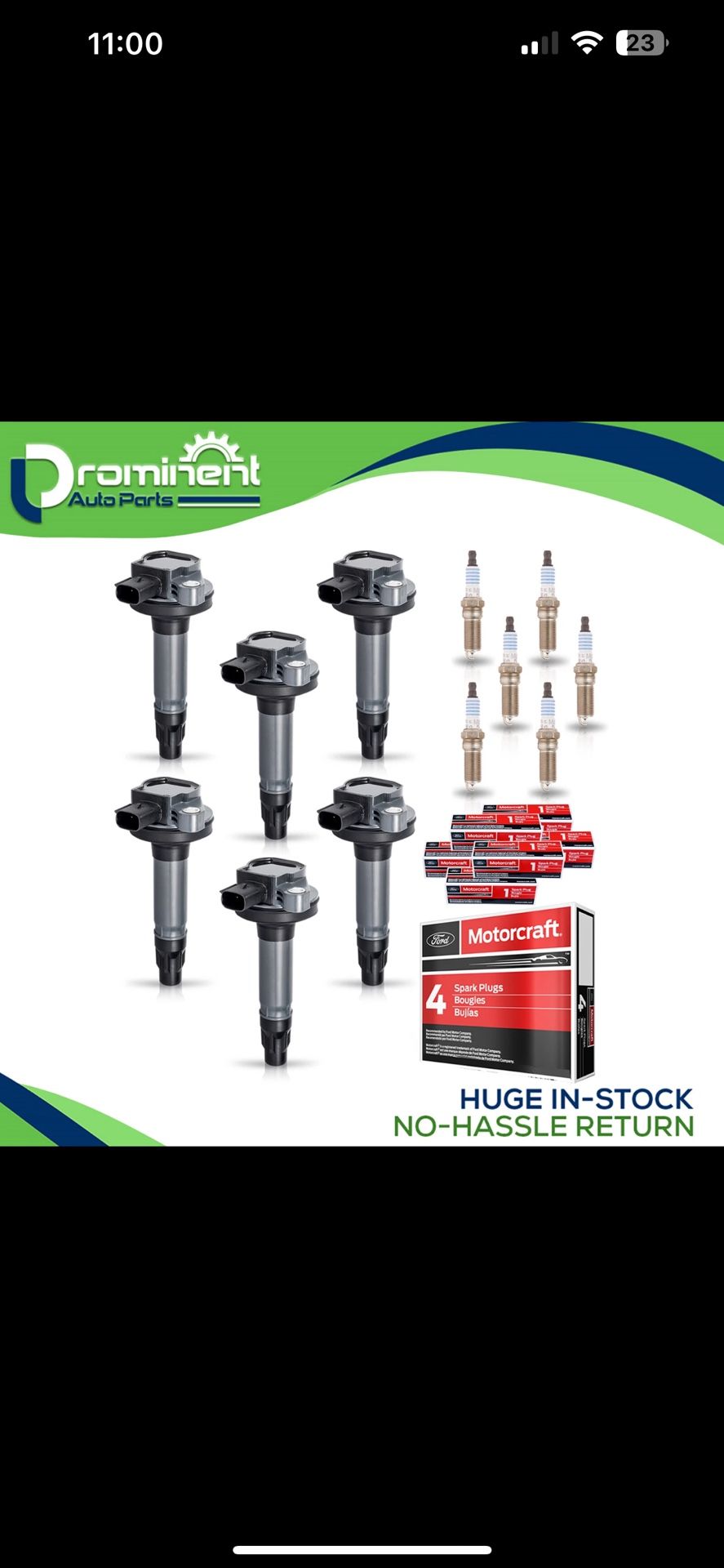 6 Ignition Coil & Motorcraft Platinum Spark Plug for Ford Edge Taurus 07-12 3.5L