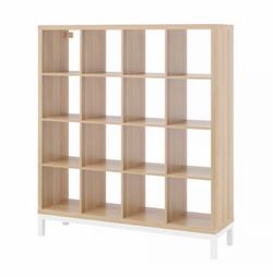 IKEA ballad shelving unit with white under frame. White stained oak effect