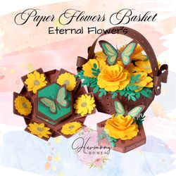 Timeless  Flower Basket Perfect For Birthdays, Valentines Day , Or Mothers Days Gift Holder 