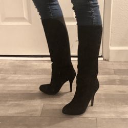 Black mid high heels