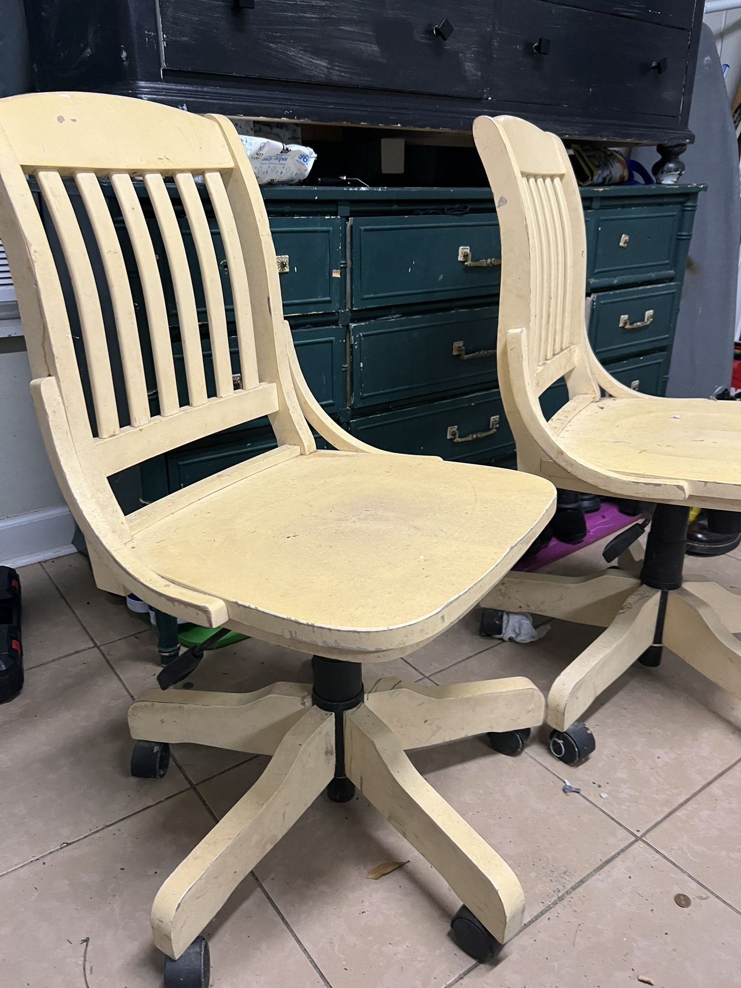 Pair Of Solid Wood Chairs