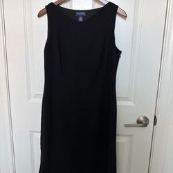 Ann Taylor 12P Black Sleeveless Lined Career Cocktail LBD Sheath Dress