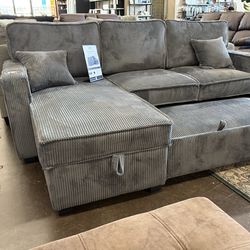 Reversible Corduroy Sectional with pullout bed