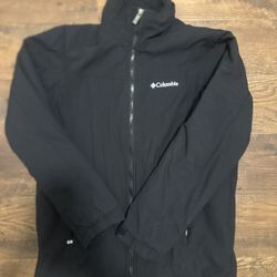COLUMBIA SIZE SMALL BLACK FULL ZIP NYLON WINDBREAKER JACKET