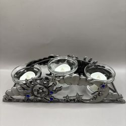 Vintage Spoontiques Pewter Sun And Moon Votive Candle Holder 