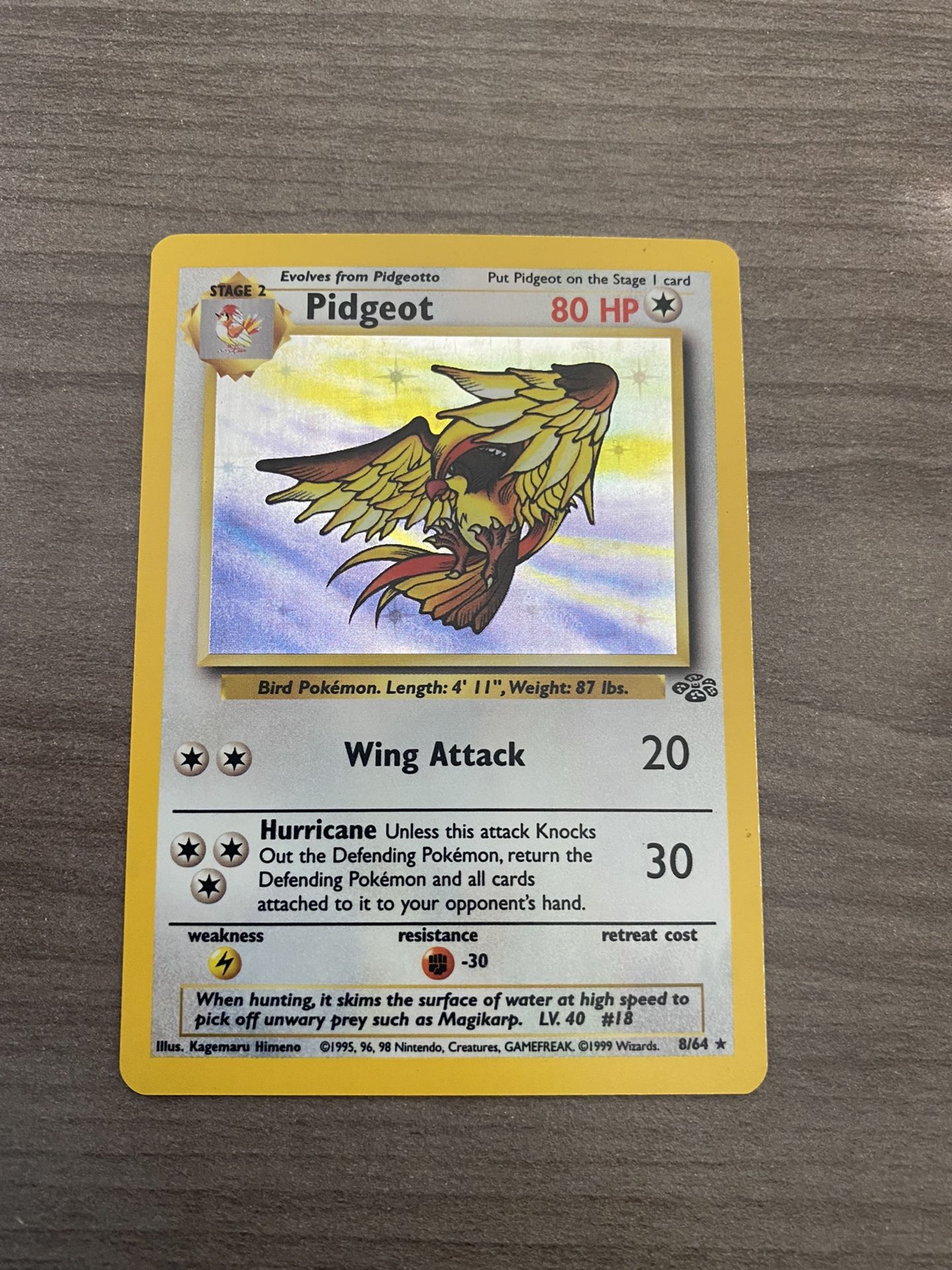 1999 Jungle PIDGEOT holo Rare 8/64