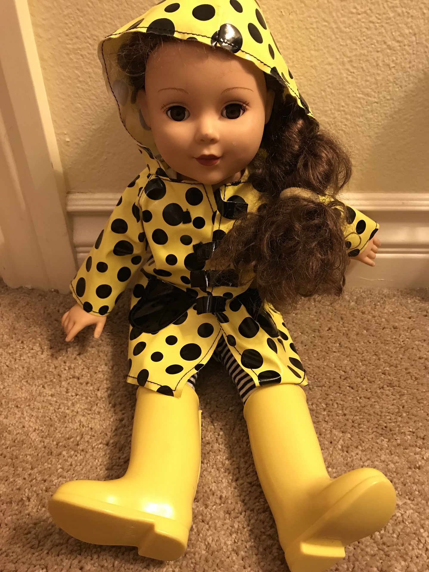 Doll with rain coat and boots - toddler girl