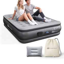 Queen Air Mattress with Built in Pump Newly Upgraded one-Touch air Mattress with pillowNo Peculiar Smell for Camping,Home,Guests & Portable Travel,18"