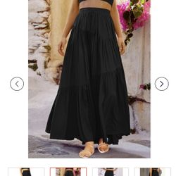 Anrabees Black Long Skirt With Pockets Xl