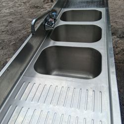 3 Compartment Stainless Steel Commercial Sink 