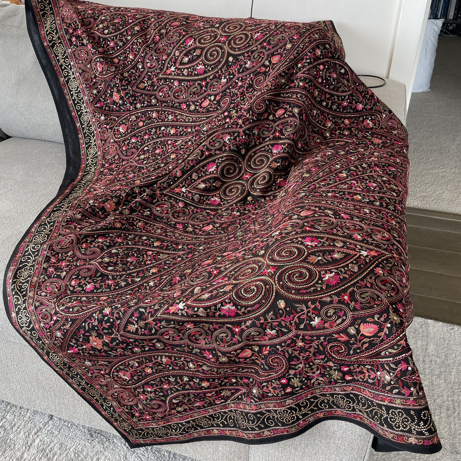 Embroidered Indian shawl 