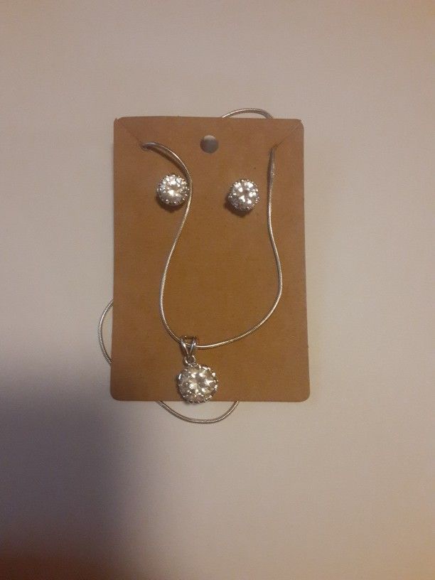 Silver Necklace And Earrings