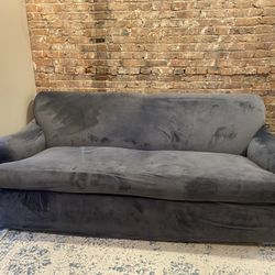 Blue suede Couch