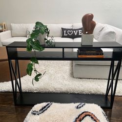BLACK WOOD + METAL CONSOLE TABLE. LIKE NEW. MSRP $199