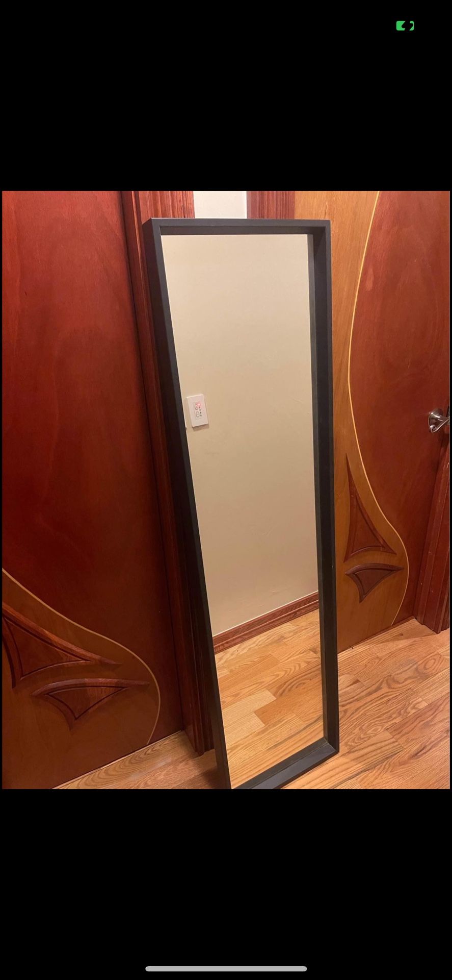 Ikea 16”x59” inches tall mirrow in black sturdy black frame in great condition, like new