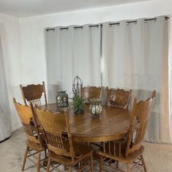 Oak Dining Table With Extension & 6 Chairs