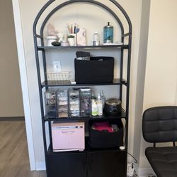 Arched Bookshelf Bookcase With Shelves And Cabinet Black