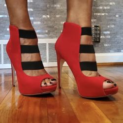 Red Dollhouse Womens Open Toe High Heel Size 8.5