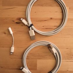 Apple IPhone Lightning Headphone Adapter and Charging Cables