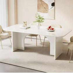 F1905 Modern Dining Table, 63" Large Rectangle Kitchen Table for 4-6 People