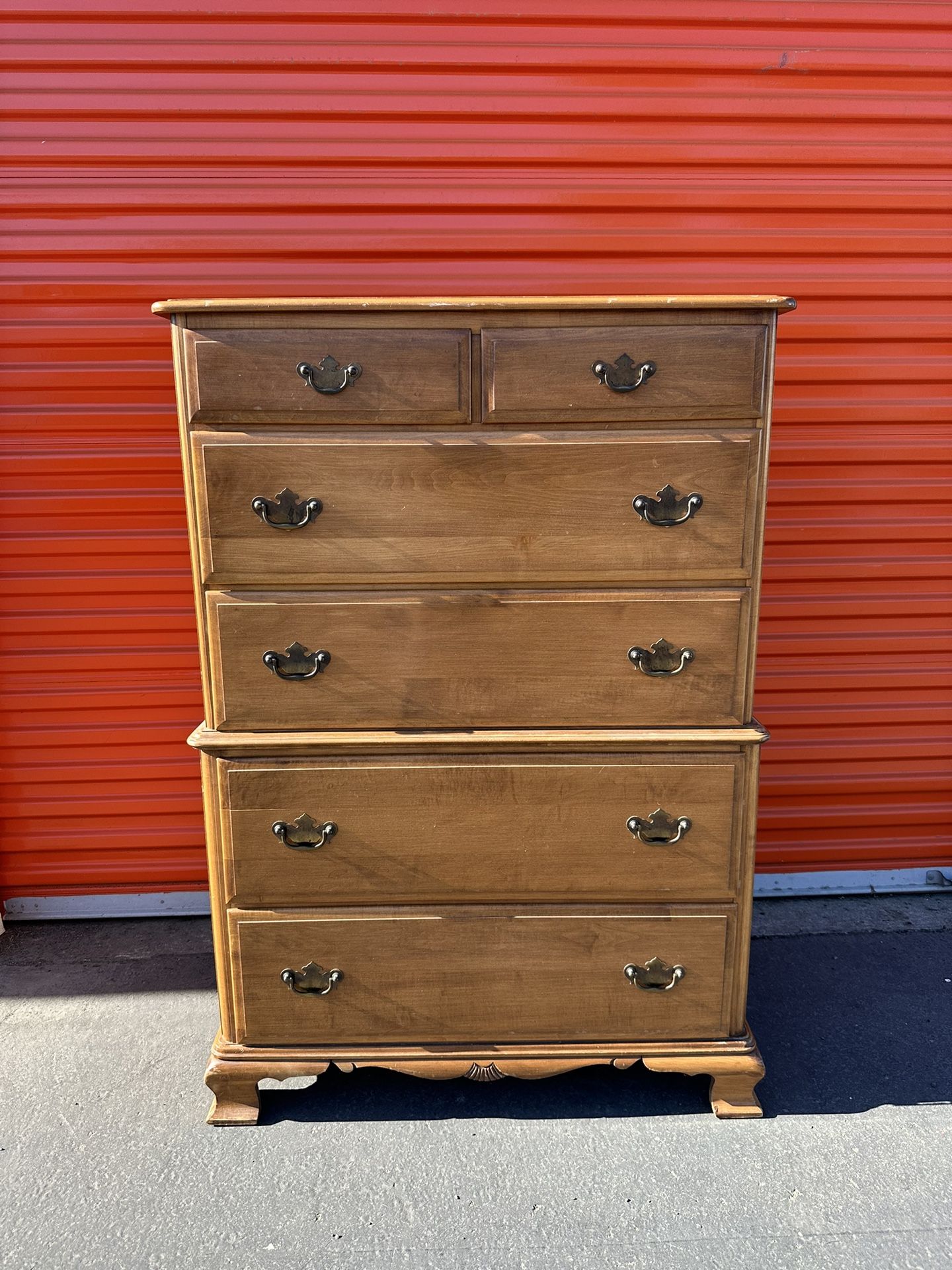 Mid 20th Century Kling Furniture Vintage 6 Drawer Highboy Solid Genuine Maple Dresser