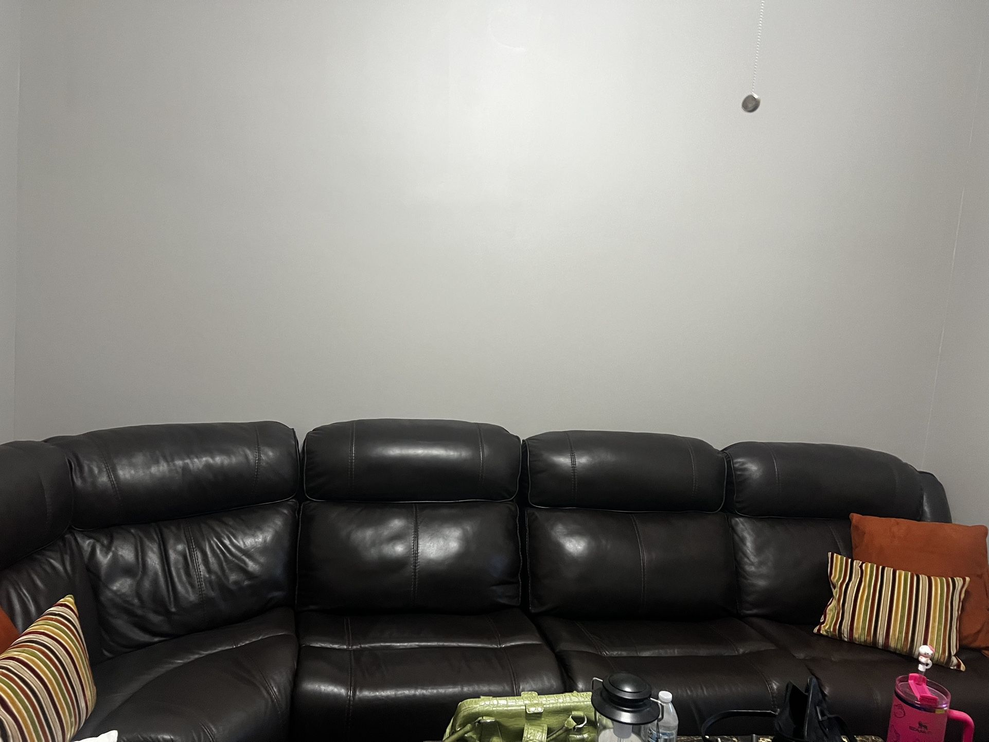 Genuine, Leather, Brown Sectional,