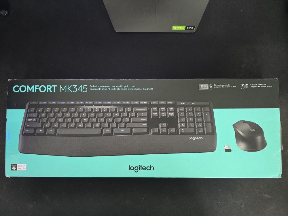 Logitech Wireless keyboard mouse set with wrist pad