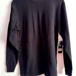Men’s Black Thermal Top, Large 
