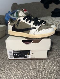 Nike Air Jordan 1 Low OG SP Travis Scott Cactus Jack Medium Olive TD Toddler 11C