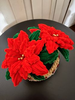 Handmade poinsettia basket