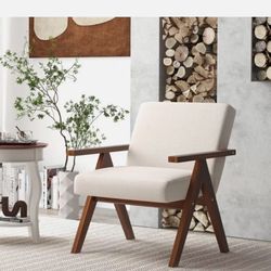 Modern Accent Chair Armchair Seat Wood Frame Living Room w/Padded Thick Cushions